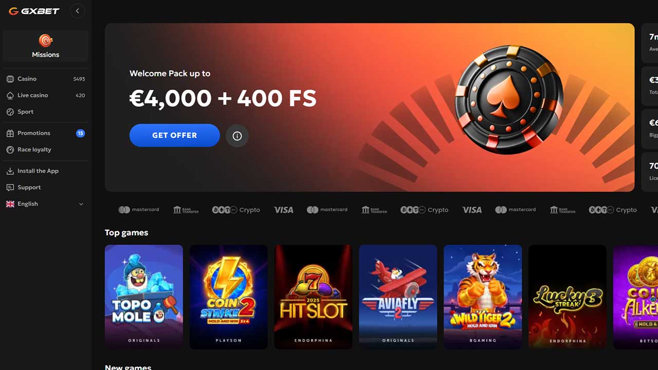 GXbet casino zonder cruks